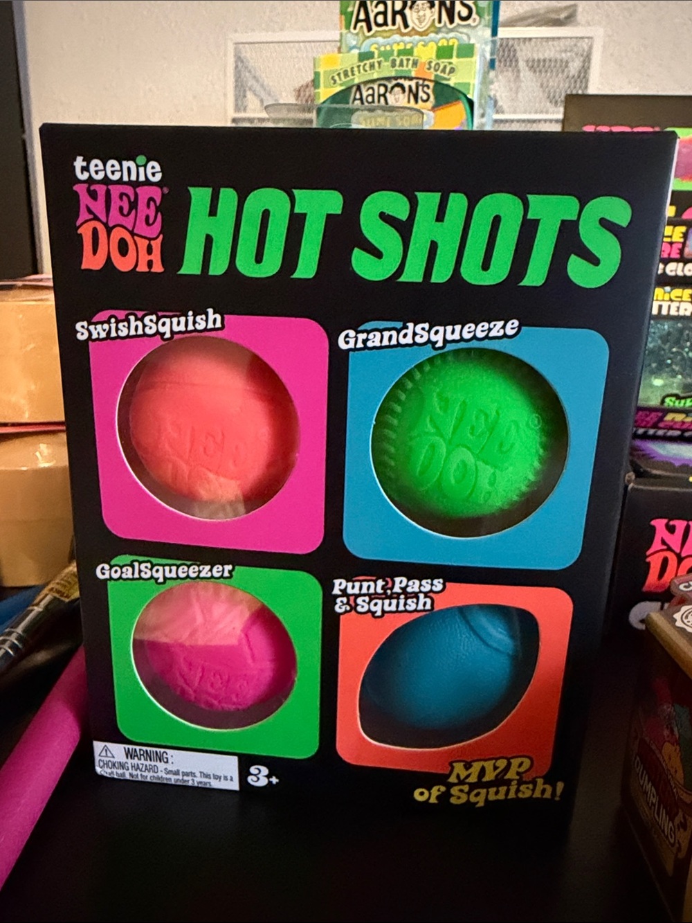 Teenie Nee Doh Hot Shots 4-Pack - Pink, Green, Blue and Orange MVP Squish !!
